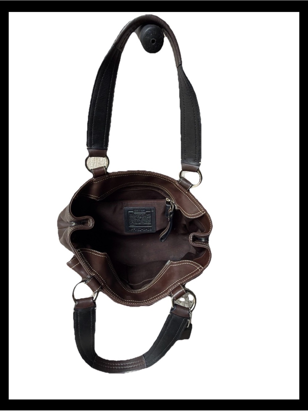 Vintage Coach Soho Brown Leather Double Buckle Pocket Shoulder Bag Y2K - Picture 8 of 12